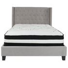 Flash Furniture Riverdale Full Size Tufted Upholstered Platform Bed with Pocket Spring Mattress - Light Grey Fabric-Full Platform Bed and Mattress Set