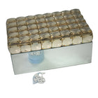 Elegance Diamond Crystal Beaded Champagne Color Mirror Jewelry Box-World class gift for everyone.