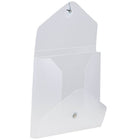 JAM Paper Plastic Portfolio, Button and String Tie Closure, Small Photo Size, 5.25 x 6.75 x.38, Clear Frost, 4 Pack (354609g)-Portfolio closure: Button and string
