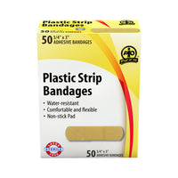 Wasip Plastic Strip Bandages - 7.5cm W x 2cm L - 50 Pack-Breathable