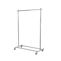 Futech A02S Rolling Garment Rack, 32"W x 43"-68"H, Chrome Rod/Silver Base, Metal-Size: 32"W
