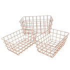 Cathay Importers Copper Rect Wire Basket, Medium, 3 Pack-Modern grid wire design