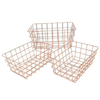 Cathay Importers Copper Rect Wire Basket, Medium, 3 Pack-Modern grid wire design