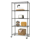 TRINITY Basics 5-Tier Wire Shelving Rack with Wheels, Black (TBFPB-0933)-Four - 4" x 1" swivel wheels - (2) locking and (2) non-locking
