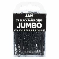 JAM Paper Colored Jumbo 2" Paper Clips - Black - 3 Packs of 75-Color: Black