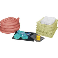 Zenith Safety 30-Gallon Spill Kits, Hazmat, Without Container-Contents: 75 Sorbent Pads (15" x 17"), 4 Sorbent Socks (3" x 120"), 1 Drain Cover (36" x 36"), 1 Caution Tape (3" x 300'), 2 Pairs Nitrile Gloves, 2XL (11), 2 Pairs Safety Goggles (One Size), 2 Microporous Coveralls, XL, 5 Disposal Bags (26" x 36")