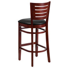 Flash Furniture Darby Series Slat Back Mahogany Wood Restaurant Barstool - Black Vinyl Seat-Black Vinyl Upholstered Seat