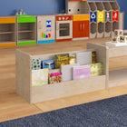 Flash Furniture Bright Beginnings Commercial Grade Modular Double Sided 2 Tier Wooden Classroom Book Display Shelf - Natural-Holds up to 100 LBS. Static Weight Capacity