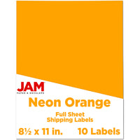 JAM Paper Full Page Sticker Paper Shipping Labels - 8-1/2" x 11" - Neon Orange - 10 Pack -English only packaging