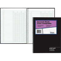 Blueline Account Book, 3 Columns, Black, 10-1/4" x 8", 100 Pages-Classic account book with 3 columns