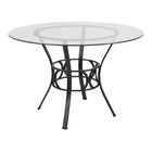 Flash Furniture Carlisle 45" Round Glass Dining Table with Black Metal Frame-Clear Tempered Glass Surface