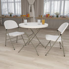 Flash Furniture 32" Round Granite Plastic Folding Table, White-Waterproof, Impact and Stain Resistant Top