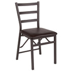Flash Furniture HERCULES Brown Folding Ladder Back Metal Chair with Brown Vinyl Seat-225 lb. Weight Capacity
