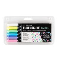 Tombow Fudenosuke Pastel Brush Pens - 6 Pack-Soft, flexible brush tip for varied strokes