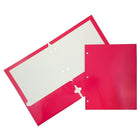JAM Paper 2 Pocket Laminated Glossy 3 Hole Punched School Folders, Fuchsia Hot Pink, 25 Pack-Pink Glossy Cardstock Folders