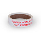 Eddie's Tamper Proof Take-Out Food Container Seal Stickers - White/Red - 1" x 5" - 500 Stickers-Messaging: Sealed for Safety and Freshness