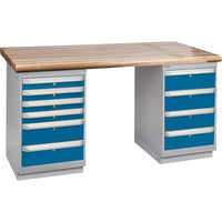 Kleton Pre-Designed Workbenches, Dual Drawers, 2500 Lbs. Cap., 60" W x 30" D, 34" H (FG622)-Capacity: 2500 lbs.