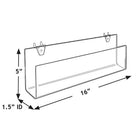 Azar Displays 16" Acrylic Greeting Card Holder For Pegboard/Slatwall, Clear, 2 Pack (556091)-5"H x 16"W x 1-1/2"D holder, 5" x 7" card