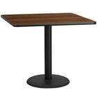 Flash Furniture 42'' Square Laminate Table Top, Walnut with 24'' Round Table Height Base (XUWA4242TR24)-Hospitality Table