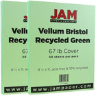 JAM Paper Vellum Bristol Cardstock, 8.5 x 11, 67lb Green, 2 packs of 50 (169826g)-Green