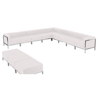 Flash Furniture HERCULES Imagination Series Melrose LeatherSoft Sectional & Ottoman Set - 12 Pieces - White-Contemporary Reception Set