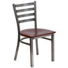 Flash Furniture HERCULES Series Clear Coated Ladder Back Metal Restaurant Chair - Mahogany Wood Seat-Metal Chair