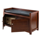 Winsome 2-Piece Hall Storage Bench with Cushion, Walnut Finish, (94392)-Dimensions: 39.76"W x 15.35"D x 21.65"H