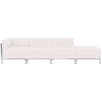 Flash Furniture HERCULES Imagination Melrose LeatherSoft 4 Piece Chair & Ottoman Set - White-Contemporary Reception Set