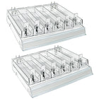 Azar Clear 6 Compartment Divider Bin Cosmetic Tray with Pushers - 2 Pack-Sold in Packs of: 2