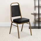 Flash Furniture HERCULES Series Trapezoidal Back Stacking Banquet Chairs with Black Vinyl & Gold Frame - 4 Pack-CA117 Fire Retardant Foam