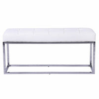 Plata Decor Cisne Chrome Bench with Leather Top - White-Dining chair