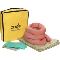 Zenith Safety 5-Gallon Economy Spill Kits, Hazmat, With Nylon Bag-Contents: 10 Sorbent Pads, 15" x 17" , 1 Sorbent Sock, 3" x 48" , 1 Pair Nitrile Gloves, 2XL (11) , 1 Disposal Bag, 26" x 36"