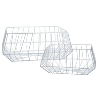 Truu Design Trapezoid Wire Storage Basket, 16 x 8.75 inches, White-Large: 16"L x 6.75"H x 8.75"W / Small: 12.75"L x 5.5"H x 7"W