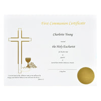 St. James First Communion Certificate, Gold Foil Engraved Design on 65lb White Card, 50 Pack-Create tangible memories with these premium certificates