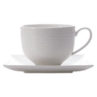 Maxwell & Williams Diamonds Square Tea Cup & Saucer - White - 8 Pack-Dinnerware