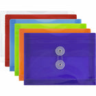 JAM Paper Plastic Envelopes with Button and String Tie Closure Index Booklet - 5.5" x 7.5" - Assorted Colours - 6 Pack -Colours: Blue, Purple, Orange, Clear, Fuchsia Pink, Lime Green