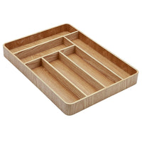 Cathay Importers Bentwood Rectangle Cutlery Tray 16"W x 12"D x 2"H - Light Brown-Cutlery drawer organizer with rounded corners. 6 spacious storage slots and fits most drawers