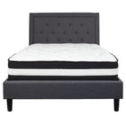 Flash Furniture Roxbury Full Size Tufted Upholstered Platform Bed with Pocket Spring Mattress - Dark Grey Fabric-Full Platform Bed and Mattress Set