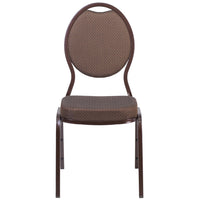 Flash Furniture HERCULES Series Teardrop Back Stacking Banquet Chair in Brown Patterned Fabric - Copper Vein Frame-Multipurpose Banquet Chair