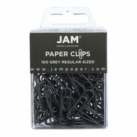 JAM Paper Colored Standard 1" Paper Clips - Grey - 2 Packs of 100-Color: Dark Grey