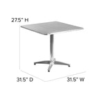 Flash Furniture 31.5" Square Aluminum Indoor-Outdoor Table with Base-Aluminum Column and Base