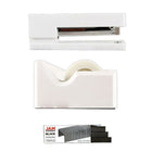 JAM Paper Office & Desk Sets, Tape Dispenser Stapler Pack of Staples, White and Black (33758WHBK)-Stapler Size: 6" x 2.5" x 1.125" Staples Size: Standard (.5" x .25") Tape Dispenser Size: 4.5" x 2.5" x 1.75"