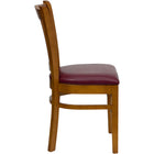Flash Furniture HERCULES Series Vertical Slat Back Cherry Wood Restaurant Chair - Burgundy Vinyl Seat-Vertical Slat Back Design
