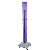 Azar Displays 60" x 4" x 4" Standard Interlocking Pegboard Display Tower, Purple (700226-PUR)-Revolves on a square wheeled base