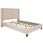 Flash Furniture Riverdale Full Size Tufted Upholstered Platform Bed - Beige Fabric-Panel Headboard