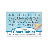 Pacon 24" x 16" 1 1/2" Ruled Coloured Paper Chart Tablet, Assorted, 50 Pack-Assorted