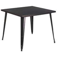 Flash Furniture 35.5" Square Black-Antique Gold Metal Indoor-Outdoor Table-Metal Cafe Table
