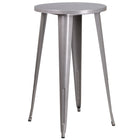 24'' Round Silver Metal Indoor-Outdoor Bar Height Table (CH-51080-40-SIL-GG)-Metal Cafe Table