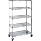 Kleton Wire Shelf Cart, Chrome Plated, 36" x 92" x 18", 800 Lbs. Capacity-Capacity: 800 lbs.