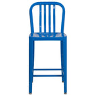 Flash Furniture 24" High Blue Metal Indoor-Outdoor Counter Height Stool with Vertical Slat Back-Industrial Style Modern Counter Stool